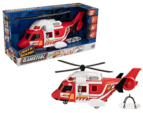 Teamsterz Mighty Machines - Elicottero di salvataggio antincendio con luci e suoni realistici | Set di auto giocattolo per bambini dai 3 anni in su