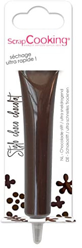 SCRAP COOKING - Stylo Choco Marron Chocolat - Crayon Alimentaire Pâtisserie 25 g - Stylo Décoratif Comestible - Écrire & Dessiner sur Desserts, Gâteaux & Biscuits Noël Anniversaire - 6801