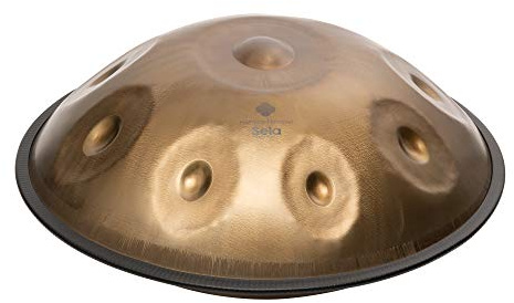 SELA Harmony Handpan C Amara I Handmade Premium Quality - Suitable for Beginners & Professionals I Stainless Steel Percussion Instrument - Includes Padded Bag I Pantam SE 301 Stainless Steel Gold