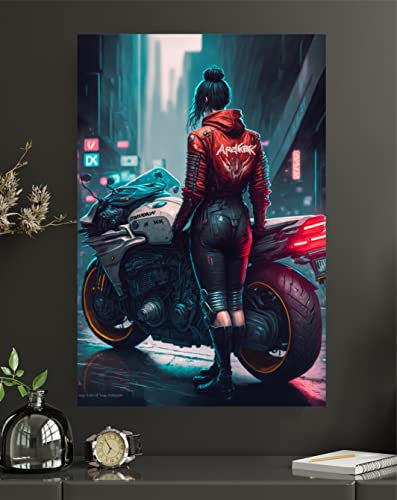 Premium Metallposter/Wandbild aus Aluminiumverbund im Cyberpunk style modern Abstrakte Kunst Wanddekoration Design (Cyberpunk Style 01, XXL - 90x60cm Aluverbund)