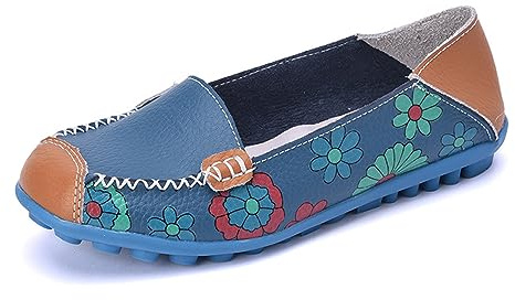 Mocasines de Cuero para Mujer, Mocasines Informales de Cuero, Zapatos náuticos Transpirables para Mujer, Zapatos de Bailarina para Mujer, Zapatos de Talla Grande 35-44