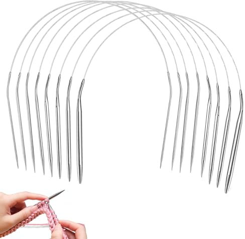 Metall Rundstricknadel 40cm,8 Stück Rund Stricknadeln Set 2mm/2.5mm/3mm/3.5mm/4mm/4.5mm/7mm/8mm,Stricknadeln Anfänger Set für Mützen,Socken,Handschuhen,Ärmel & Klein Projekte