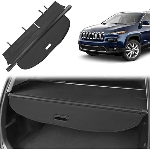 Ojklv Voiture Étagère Arrière Rétractable de Coffre pour Jeep Cherokee 2014-2018, Arrière Coffre Étagères Cache-Bagages Couverture de Cargaison