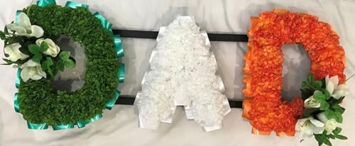 Silky Bouquets Customizable Funeral Flowers - Personalized Artificial Silk Flowers for Graves & Funerals | Lasting Remembrance with Any 3 Letters | Irish DAD Tribute with Flag Colors