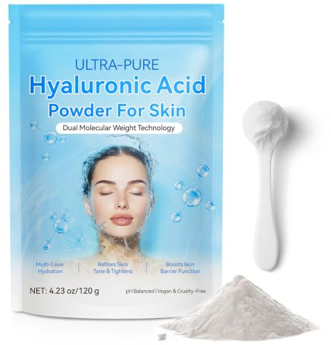 Hyaluronsyrapulver för huden, 100 % ren, mångsidigt gör-det-själv-serum för ansiktet, hyaluronsyraserumpulver, djup fukt, rynkreducering, parfymfri, konserveringsmedelsfri