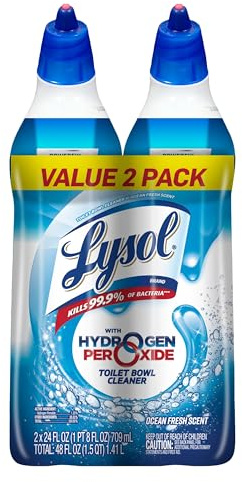 Lysol Toilet Bowl Cleaner Gel, For Cleaning and Disinfecting, Bleach Free, Ocean Fresh Scent, 24oz (Pack of 2)