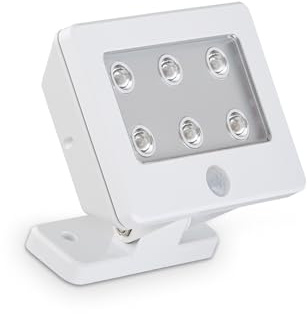 BRILONER - LED Außenlampe mit Bewegungsmelder, ohne Stromanschluss, IP54, kaltweißes Licht, Außenleuchte, Wandleuchte aussen, LED Strahler außen, Außenbeleuchtung, Außenwandleuchten, Weiß