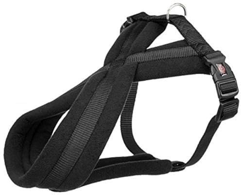 TRIXIE Premium Touren-Geschirr Größe M–L: Brustumfang 50–90 cm/25 mm in schwarz - sportliches Hundegeschirr mit angenehmer Vliespolsterung, stufenlos verstellbar für mittelgroße Hunde, 204001