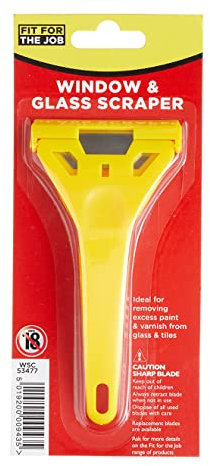 Fit For The Job Raschietto per finestre, raschietto per vetro, raschietto per vernice per rimuovere rapidamente e facilmente vernice, decalcomanie, adesivi e altro da superfici in vetro, UPVC