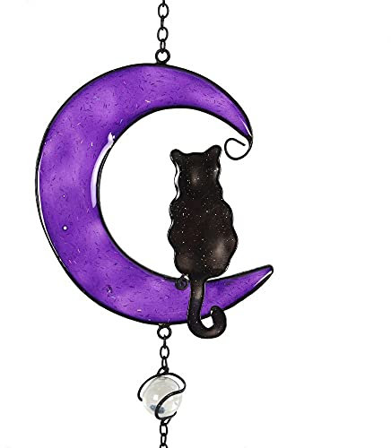 Jones Home & Gift Cat On The Moon Hanging Windchime, 20 inches
