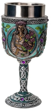 Triple Goddess Wine Goblet Made of Polyresin With Stainless Steel Rim
