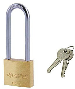 CISA 122011520, Lucchetto in Ottone, 60 mm, Arco lungo in Acciaio, Corpo in Ottone Smerigliato