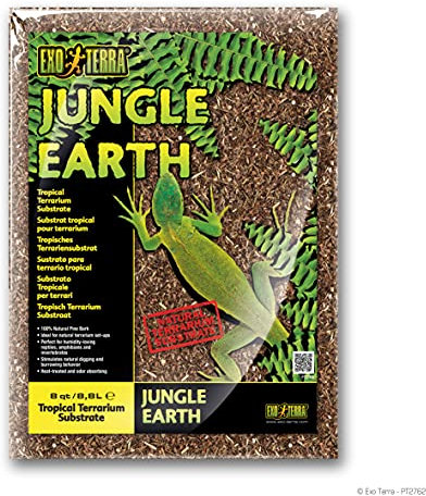 Exo Terra Jungle Earth, Terrarium Substrat aus Pinienrinde, Dschungelerde, ideal für feuchtigkeitsliebende Reptilien, Amphibien und Wirbellose, 8,8L