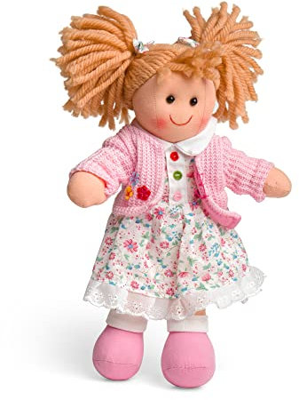 Bigjigs Toys Poppy Rag Doll (Small) - 28cm Small Rag Doll for 1 Year Old, Ideal First Doll for Babies & Toddlers, Super Soft Dolls, Bigjigs Rag Dolls