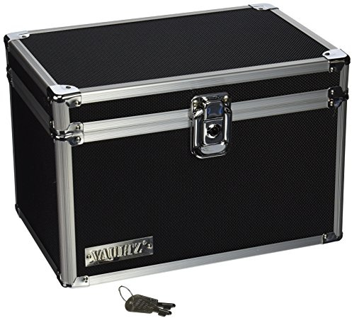 Vaultz Lockable Index Card Holder - Flash Card Organizer for Recipes, Passwords or Studying Holds 550 5x8 Notecards - Index Card Box Study Accessories, Black