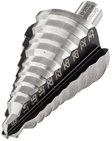 wolfcraft 2585000 1 Foret Étagé Diamètres Graduels Ø 8-14-16-18-20-22-26-28-32-35 Mm, Hss, Queue Ø 10 Mm, avec Pointe D'amorçage 3 Tranchants, Longueur Utile 52,5 Mm
