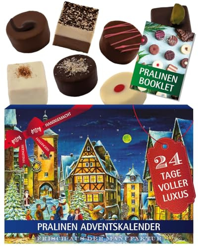 Hallingers Genuss Manufaktur Pralinen Adventskalender ohne Alkohol – 24 handgemachte Premium Schoko Pralinen aus Edelkako - Süßigkeiten Geschenk Familie Kinder Erwachsene - Weihnachtskalender 2025