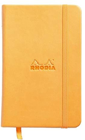 RHODIA 118568C - Carnet Rigide Webnotebook Orange - A6 - Pointillés Dot - 192 pages - Papier Clairefontaine Ivoire 90 g/m² - Marque-Page, Fermeture Élastique - Couverture Simili Cuir