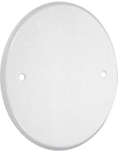 TayMac LPB3400 Flat Round Blank Plate Metallic 5 4-Inch. Box Mount, White Finish