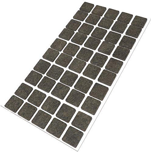 Adsamm® / 50 x deslizantes de Fieltro autoadhesivos/Marrón / 20x20 mm/Cuadrado/Deslizantes de Fieltro para Muebles de 3,5 mm de Grosor/Deslizantes para Muebles y Suelos