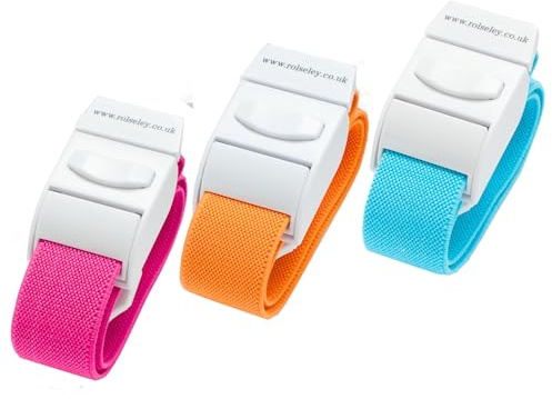 RolSeley - Torniquetes compresor enfermeria médicos, color rosa, naranja y azul