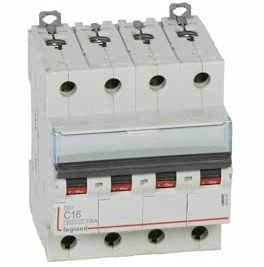 407898 Disjoncteur tétrapolaire 16A - 4P Courbe C - 6/10kA - À vis - Legrand DX3