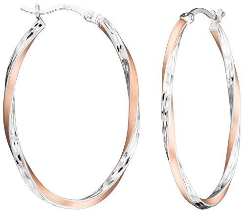 Jobo Damen-Creolen oval aus 925 Sterling Silber Bicolor vergoldet