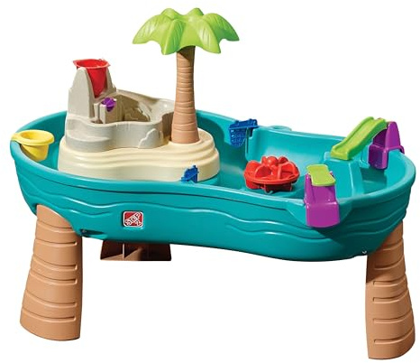 Step2 Splish Splash Wasserspieltisch Jungle | Großer Wassertisch mit 10-teiligem Zubehörset | Garten Wasser Spieltisch für Kinder in Blau