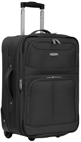 ARIANA Cabin Suitcase Lightweight Carry On Luggage Trolley Travel Bag 10Kg Hand Luggage 2 Wheels - 55x38x23cm (Black, 21 Small (Cabin Size))