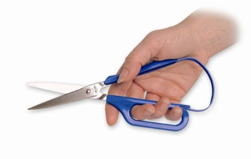 PETA Long Loop Easi Grip Scissors (Left-Handed, Blue, Stainless Steel, 3 Blade)