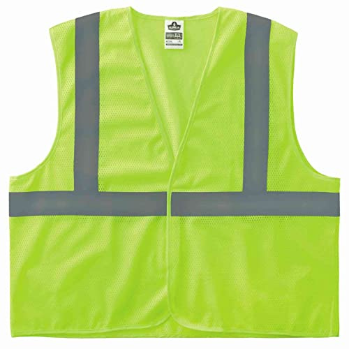 Ergodyne GloWear 8205HL Reflective Safety Vest, High Visibility Lime Mesh, Type R Class 2, Hook & Loop Closure, Extra Small