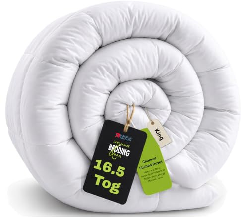 Lancashire Bedding 16.5 Tog Winter Duvet, Thick Warm Quilt, Hollowfibre Cotton Blend, Energy Efficient Duvet, King Size 230 X 220 cm (90x86), Ideal for Cold Weather, Comfortable Quilted Blanket