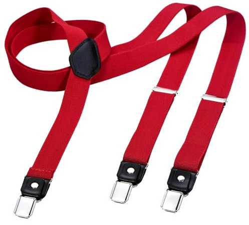 DonDon breda hängslen 2,5 cm - 3 clips med läder i Y-form - elastisk och längdjusterbar i olika designer