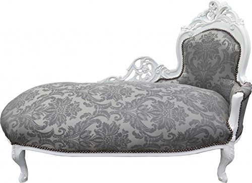 Casa Padrino Baroque Chaise Longue Grey Pattern/White - Recamiere Baroque Furniture chaiselongue - Limited Edition