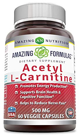Amazing Formulas Acetyl L-Carnitine Hcl 1500 Mg | Veggie Capsules Supplement | Non-GMO | Gluten-Free | Made in USA (1 Pack | 60 Count)