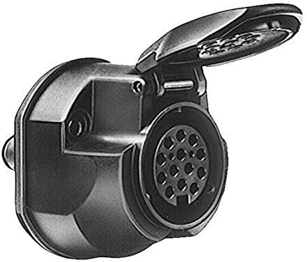 HELLA 8JB 005 949-012 Steckdose - 13-polig - mit Nebelschlussleuchtenabschaltung - Stecker: Schraubkontakt - schwarz