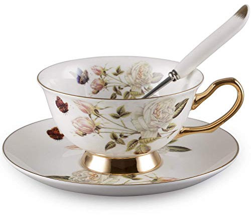 Ensemble coupe et soucoupe style européen art os céramique chinoise thé tasse à café pour la maison, la cuisine, un mariage par YBK Tech