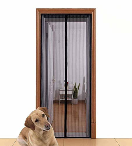 Aloudy Magnetic Screen Door Fits Doors Up to 36 x 98 MAX, Full Frame Velcro Instant Mesh Curtain, Hands Free Bugs Off Door Screen with Magnets Black