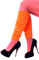 krautwear Damen Beinwärmer Stulpen Legwarmers Overknees gestrickte Strümpfe 80er Jahre 1980er Jahre, 1xorange, Einheitsgröße