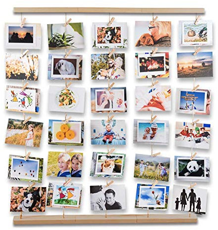 Uping Cornice Portafoto Cornice Multipla per Foto da Parete, Decorazioni per la casa Anniversario Matrimonio e Regalo (Colore Legno Naturale)