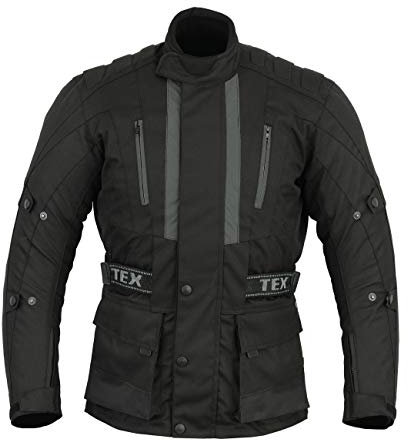 Texpeed Motorradjacke herren mit protektoren - Motorrad Biker Wasserdicht Jacke Mit Rüstung (EN 1621-1) Schwarz - 4XL