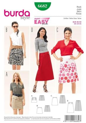 Burda B6682 Schnittmuster für einen Rock, Papier (Weiß), 19 x 13 x 1 cm