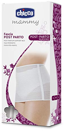 Chicco Postpartum Band, Schwangerschaftsgürtel, stützt und hält den Bauchbereich ohne zu drücken, aus atmungsaktivem Stoff mit praktischem Klettverschluss, weiß, Größe L, 1er-Pack