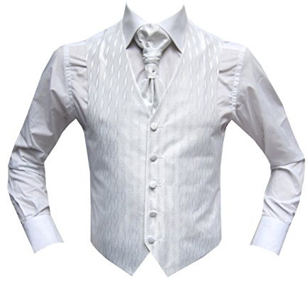 MMUGA Hochzeitwesten Set mit Plastron Sarra Weiß 60