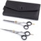 Purovi Friseurschere, Haarschere Friseurschere, Haarschneideschere 2-er Set mit Etui | inkl. Modellierschere | Anpassbare Fingerringe und Fingerablage