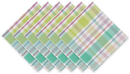 DII Cotton Plaid Napkin Set Machine Washable, 20x20, Spring Time, 6 Count