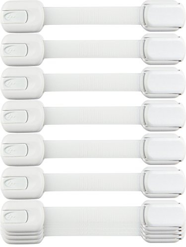Child Safety Strap Locks (10 Pack) Baby Locks for Cabinets and Drawers, Toilet, Fridge & More. 3M Adhesive Pads. Easy Installation, No Drilling Required, White