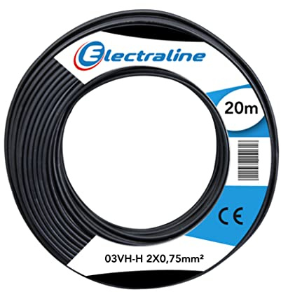 Electraline 10694 Piattina Divisibile 03VH-H, Sezione 2x0.75 mm, 20 mt, Nero