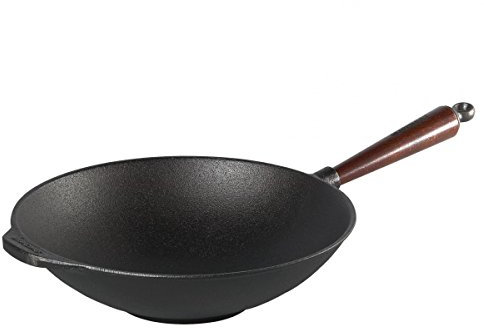 SKEPPSHULT Wok Gusseisen Pfanne 30 cm Holzgriff
