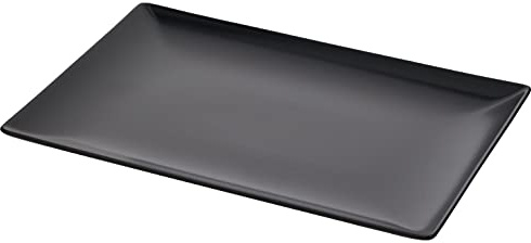 drinkstuff Midnight Rectangular Coupe Plates Black 30 x 20cm - Pack of 6 | Stoneware Plates
